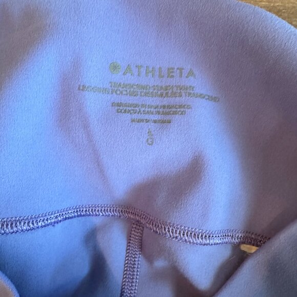 Athleta Transcend Stash Tight Leggings Purple Periwinkle L High Rise 7/8 Length - Picture 3 of 8